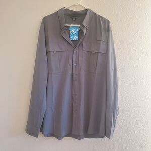 NWT MagcoMsen Men's Gray Casual Button Down Shirt